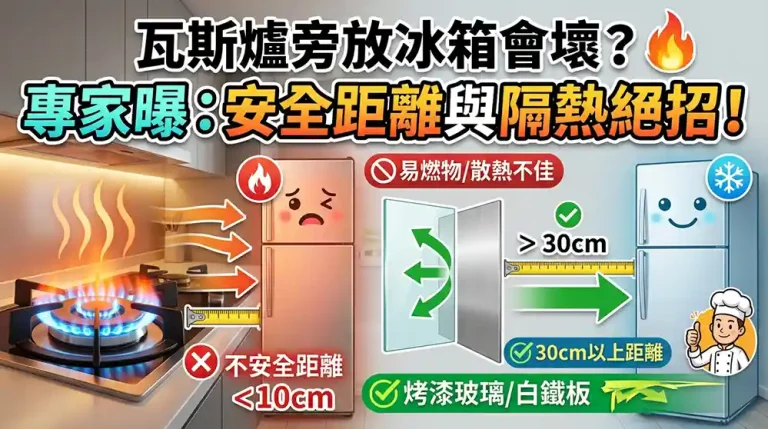 瓦斯爐旁放什麼才安全？冰箱太近會受熱損壞嗎？專家與網友分享隔熱防油實用對策
