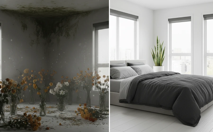 臥室床頭擺放鮮花與睡眠品質的影響對比圖