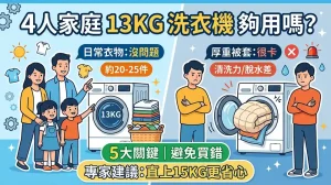 13KG 洗衣機夠用嗎?4 人家庭挑選 5 大關鍵,選對容量不踩雷