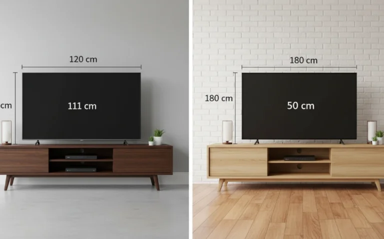 50吋電視與電視櫃尺寸比例示意圖