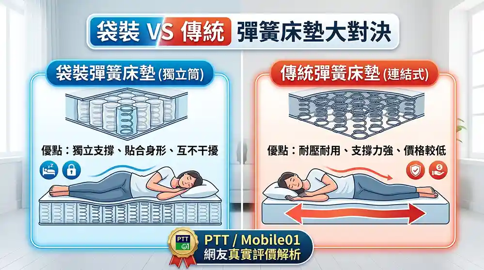 獨立筒床墊和傳統彈簧床差別大嗎？PTT、Mobile01網友真實評價完整解析