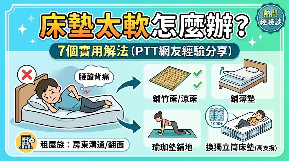 床墊太軟怎麼辦？7個實用解法與PTT網友真實經驗完整攻略