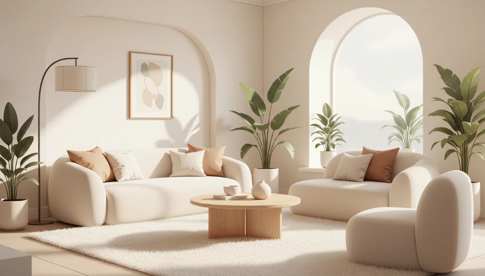 奶油風客廳佈置指南 詳細概念圖