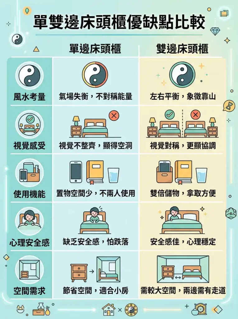 為什麼不能放單邊床頭櫃？PTT網友與風水觀點一次看懂